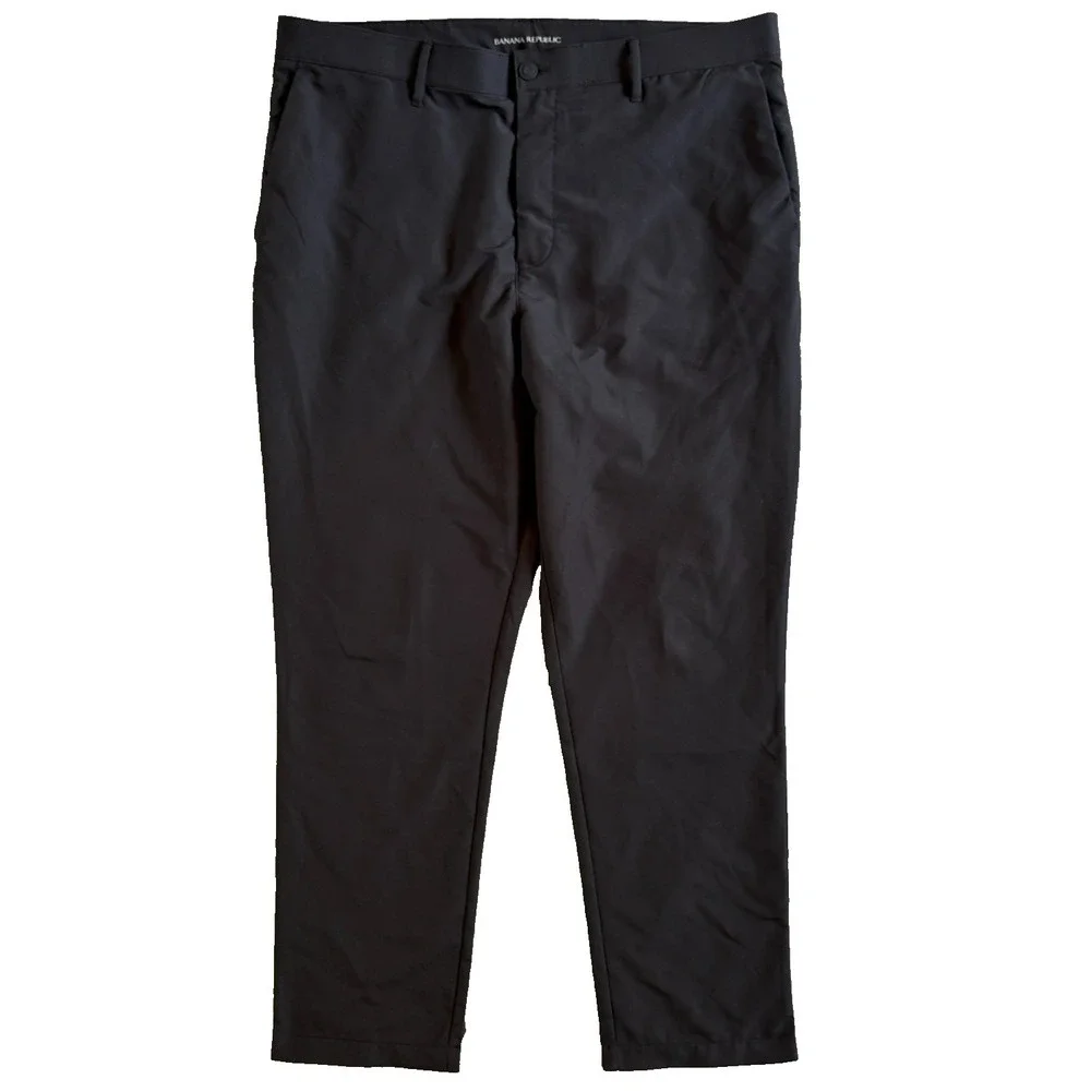 Banana Republic Performance Tech Dress Pant 38x30 Black Tapered Straight Stretch